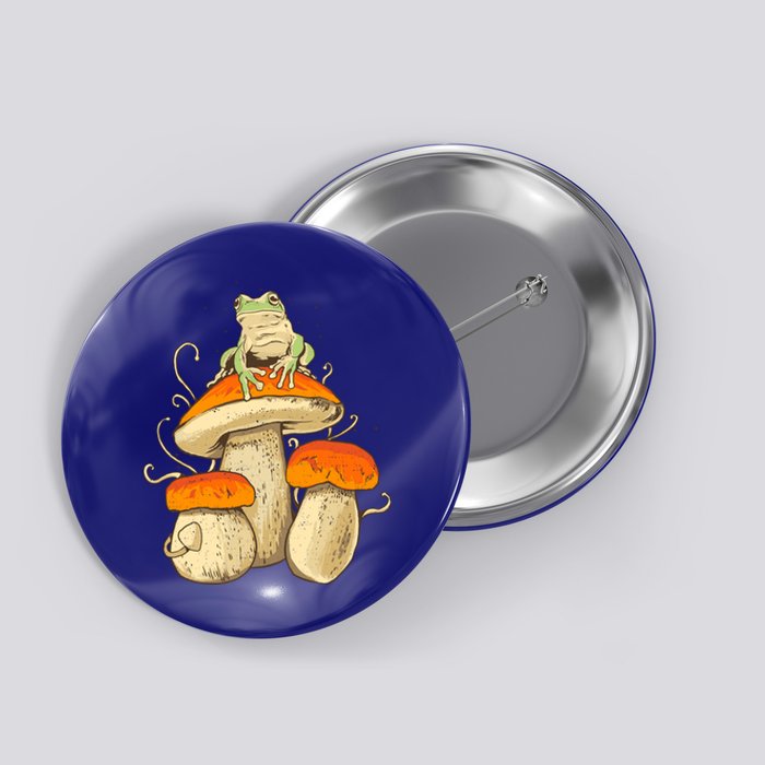 Frog And Mushrooms Funny Gift Button