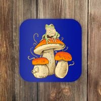 Frog And Mushrooms Funny Gift Coaster