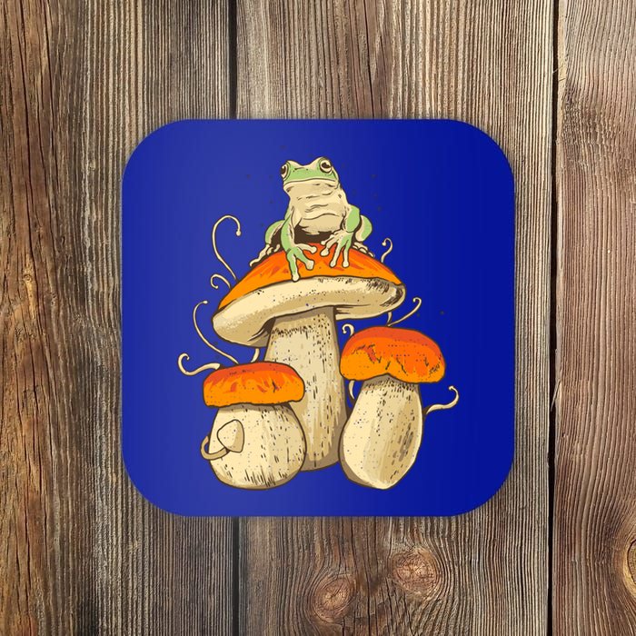 Frog And Mushrooms Funny Gift Coaster