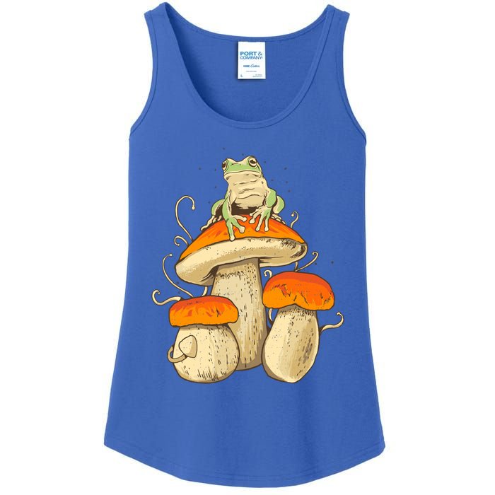 Frog And Mushrooms Funny Gift Ladies Essential Tank