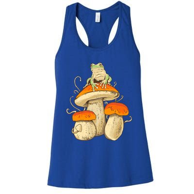 Frog And Mushrooms Funny Gift Women's Racerback Tank