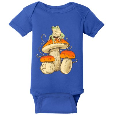 Frog And Mushrooms Funny Gift Baby Bodysuit