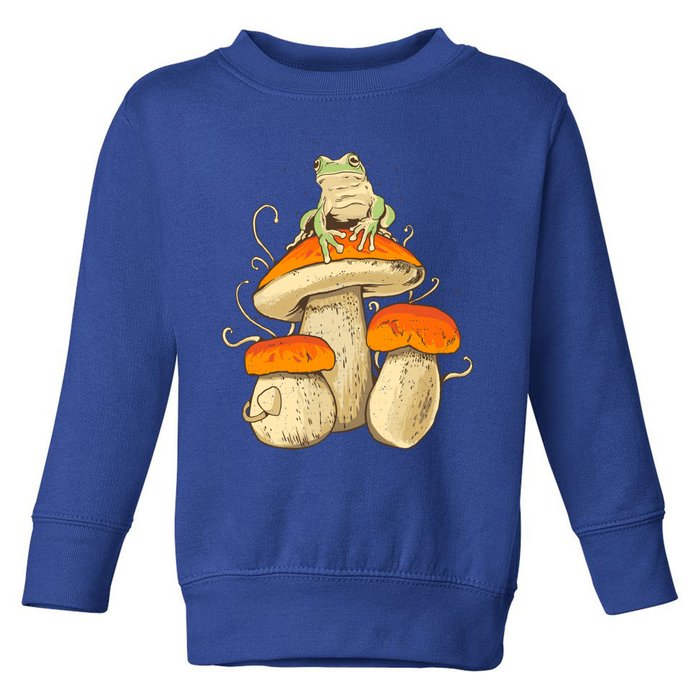 Frog And Mushrooms Funny Gift Toddler Sweatshirt