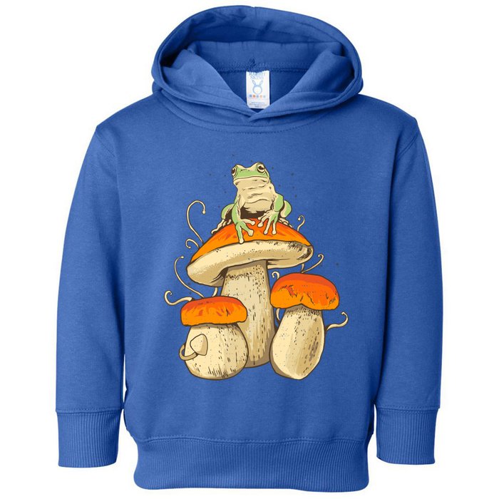 Frog And Mushrooms Funny Gift Toddler Hoodie