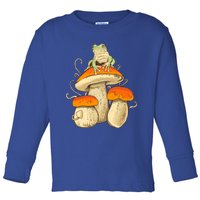 Frog And Mushrooms Funny Gift Toddler Long Sleeve Shirt