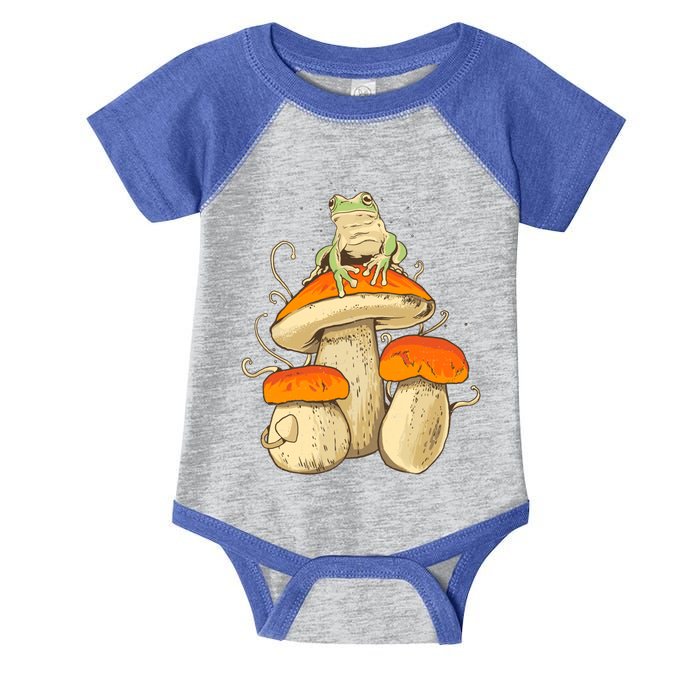 Frog And Mushrooms Funny Gift Infant Baby Jersey Bodysuit