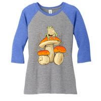 Frog And Mushrooms Funny Gift Women's Tri-Blend 3/4-Sleeve Raglan Shirt