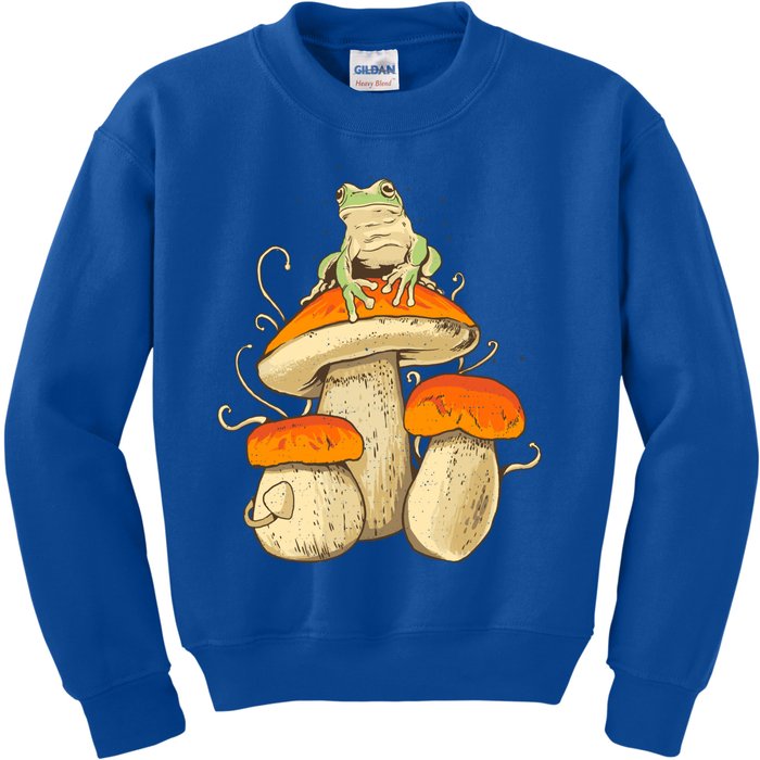 Frog And Mushrooms Funny Gift Kids Sweatshirt