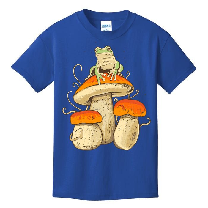 Frog And Mushrooms Funny Gift Kids T-Shirt