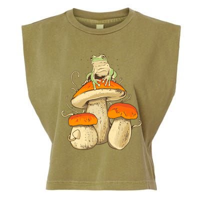 Frog And Mushrooms Funny Gift Garment-Dyed Women's Muscle Tee