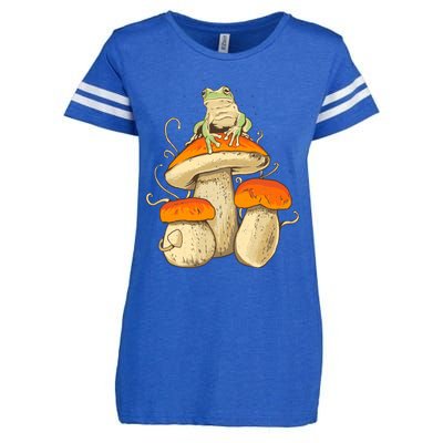 Frog And Mushrooms Funny Gift Enza Ladies Jersey Football T-Shirt