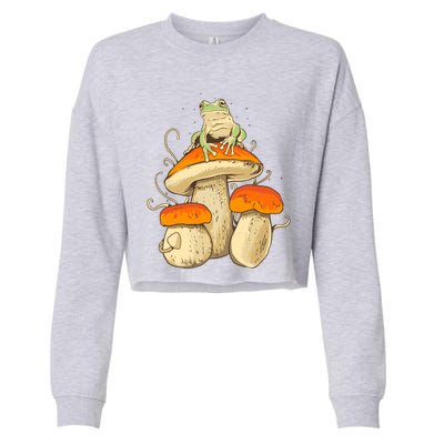 Frog And Mushrooms Funny Gift Cropped Pullover Crew