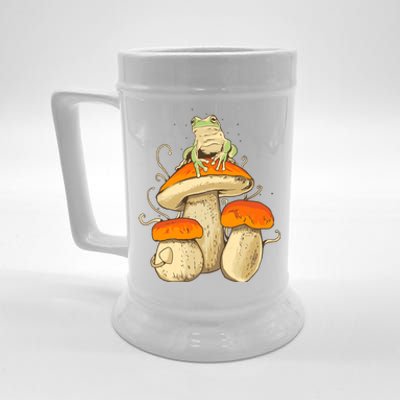 Frog And Mushrooms Funny Gift Beer Stein