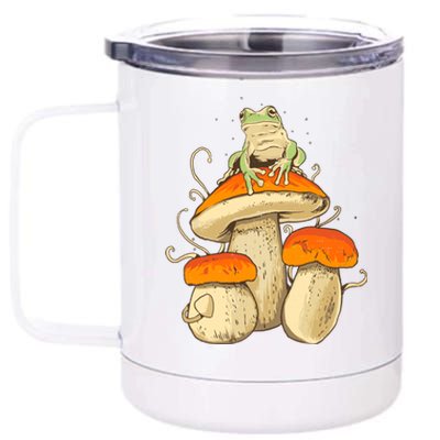 Frog And Mushrooms Funny Gift 12 oz Stainless Steel Tumbler Cup