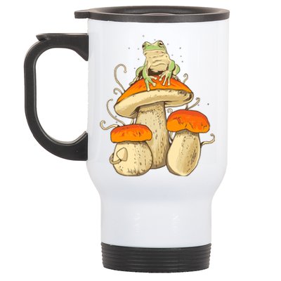 Frog And Mushrooms Funny Gift Stainless Steel Travel Mug