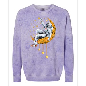 Funny Astronaut Moon Planets Colorful Space Graphic Colorblast Crewneck Sweatshirt