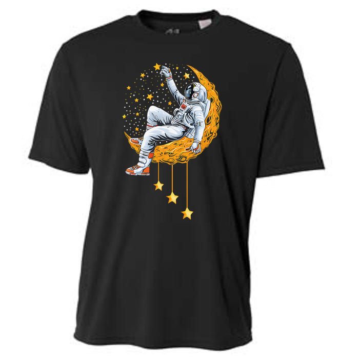 Funny Astronaut Moon Planets Colorful Space Graphic Cooling Performance Crew T-Shirt