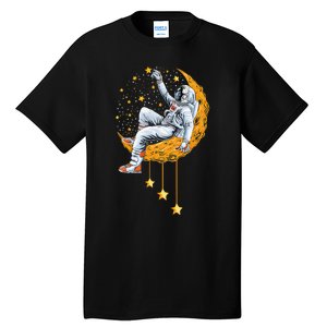 Funny Astronaut Moon Planets Colorful Space Graphic Tall T-Shirt