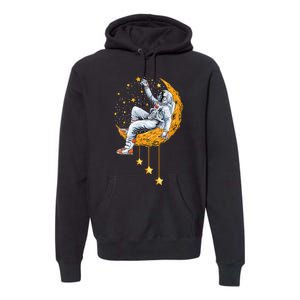 Funny Astronaut Moon Planets Colorful Space Graphic Premium Hoodie