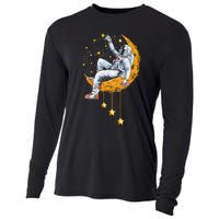 Funny Astronaut Moon Planets Colorful Space Graphic Cooling Performance Long Sleeve Crew