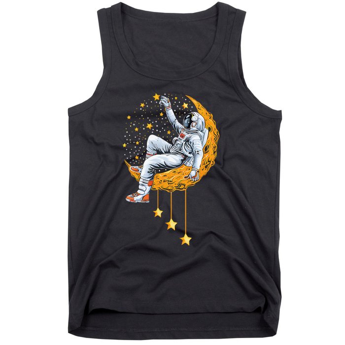 Funny Astronaut Moon Planets Colorful Space Graphic Tank Top