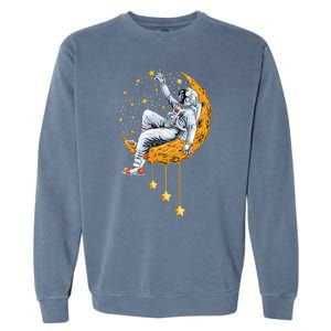 Funny Astronaut Moon Planets Colorful Space Graphic Garment-Dyed Sweatshirt