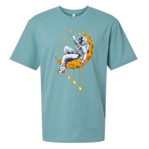 Funny Astronaut Moon Planets Colorful Space Graphic Sueded Cloud Jersey T-Shirt