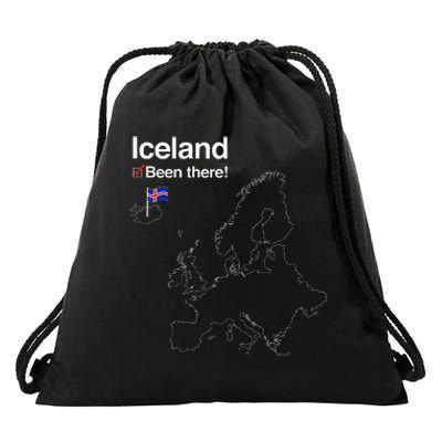 Flag And Map Of Iceland Drawstring Bag