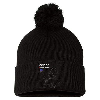 Flag And Map Of Iceland Pom Pom 12in Knit Beanie