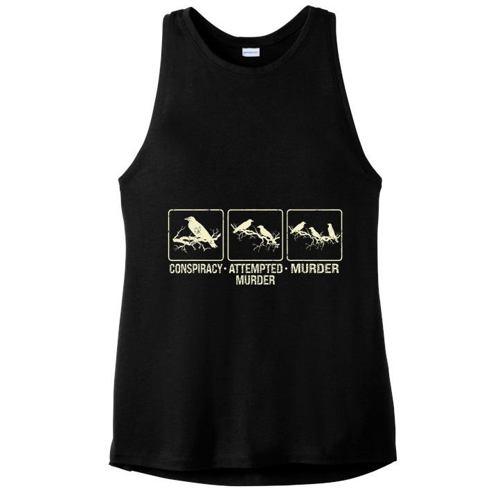 Funny Attempted Murder Crow Ladies PosiCharge Tri-Blend Wicking Tank