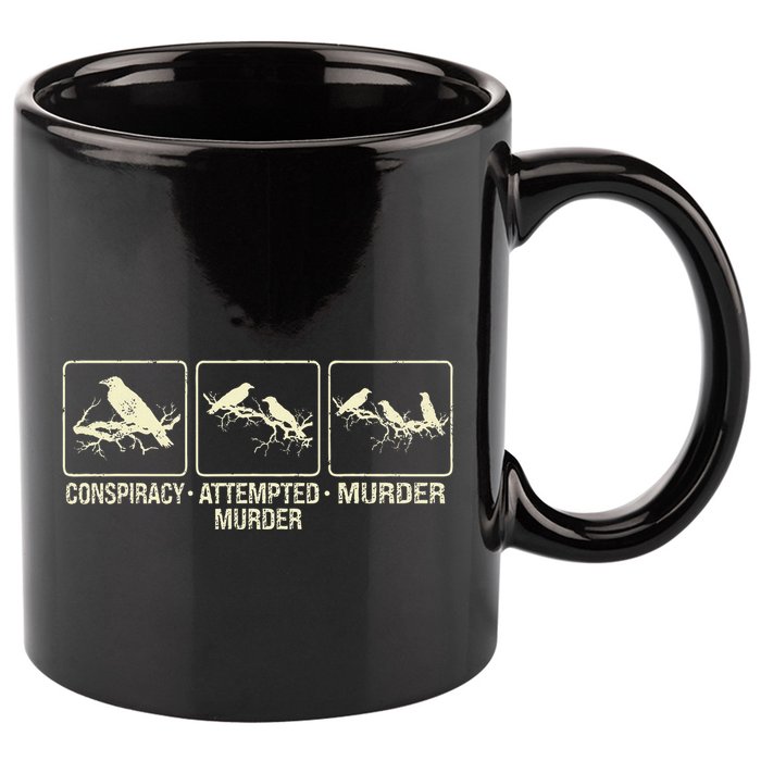 Funny Attempted Murder Crow 11oz C Handle Ceramic Mug