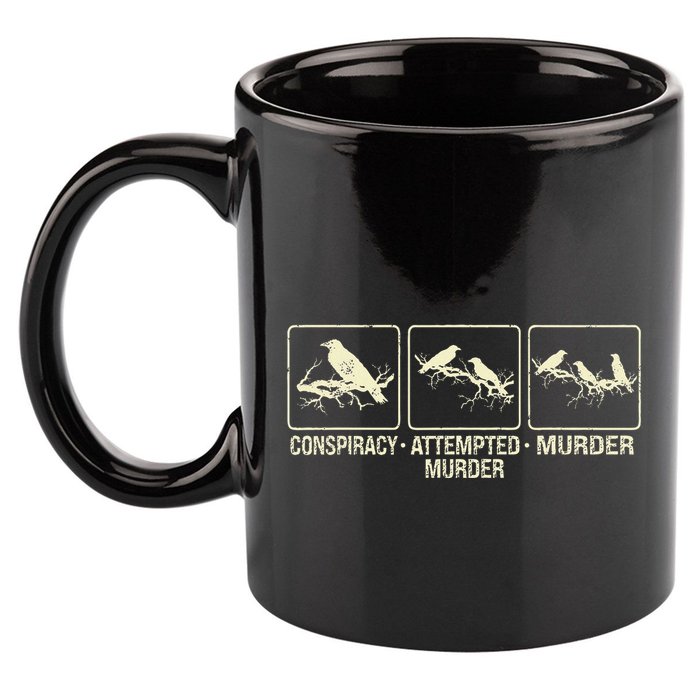 Funny Attempted Murder Crow 11oz C Handle Ceramic Mug