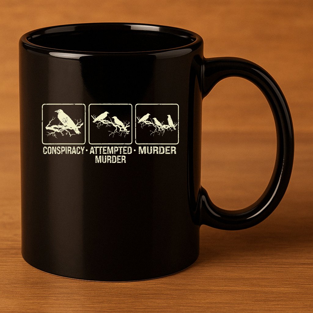 Funny Attempted Murder Crow 11oz C Handle Ceramic Mug