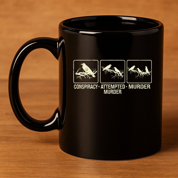 Funny Attempted Murder Crow 11oz C Handle Ceramic Mug