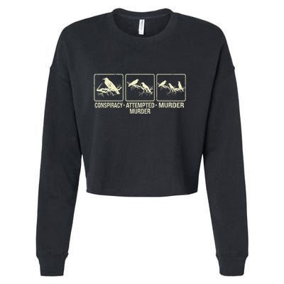 Funny Attempted Murder Crow Cropped Pullover Crew