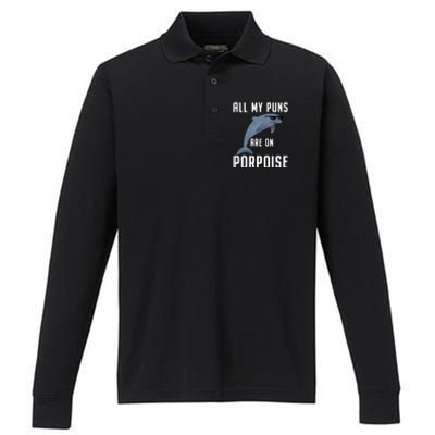 Funny All My Puns Are On Porpoise Dolphin Quote Meaningful Gift Cute Gift Performance Long Sleeve Polo