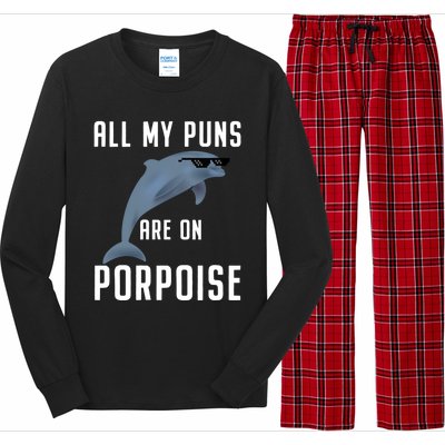 Funny All My Puns Are On Porpoise Dolphin Quote Meaningful Gift Cute Gift Long Sleeve Pajama Set