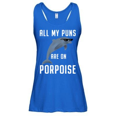 Funny All My Puns Are On Porpoise Dolphin Quote Meaningful Gift Cute Gift Ladies Essential Flowy Tank