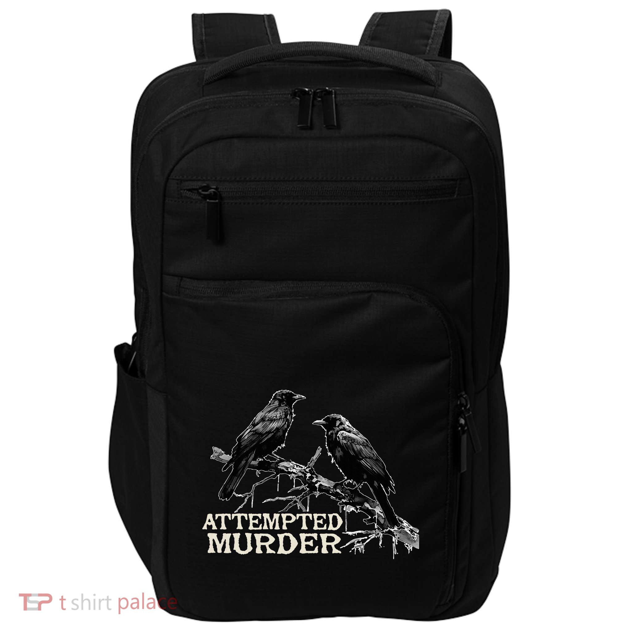 Funny Attempted Murder Crow Impact Tech Backpack
