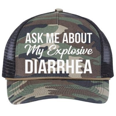 Funny Ask Me About My Explosive Diarrhea Retro Rope Trucker Hat Cap