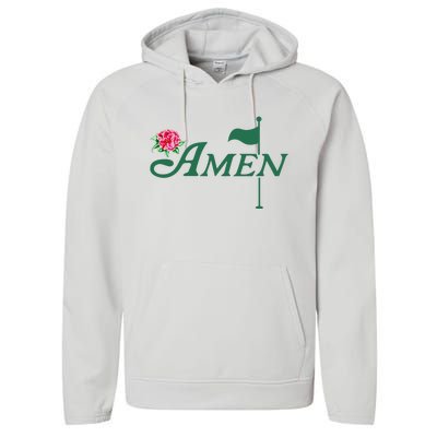 Funny Amen Master Golf Azalea Tournament Pink Golfing Girl Flower Performance Fleece Hoodie