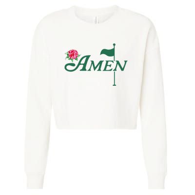 Funny Amen Master Golf Azalea Tournament Pink Golfing Girl Flower Cropped Pullover Crew