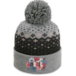 Floral American Mama Retro Mama The Baniff Cuffed Pom Beanie