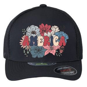 Floral American Mama Retro Mama Flexfit Unipanel Trucker Cap