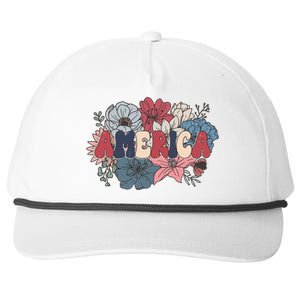 Floral American Mama Retro Mama Snapback Five-Panel Rope Hat