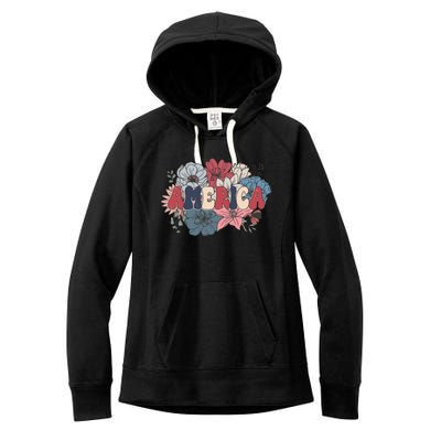 Floral American Mama Retro Mama Women's Fleece Hoodie