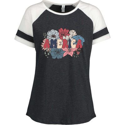 Floral American Mama Retro Mama Enza Ladies Jersey Colorblock Tee