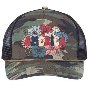 Floral American Mama Retro Mama Retro Rope Trucker Hat Cap