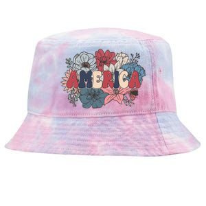 Floral American Mama Retro Mama Tie-Dyed Bucket Hat