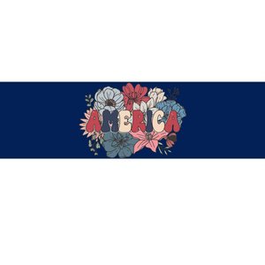 Floral American Mama Retro Mama Bumper Sticker